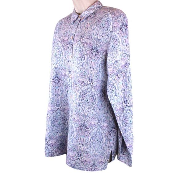 J.Jill 100% Linen Tunic Long Sleeve in Lavender Size Medium - Picture 3 of 9